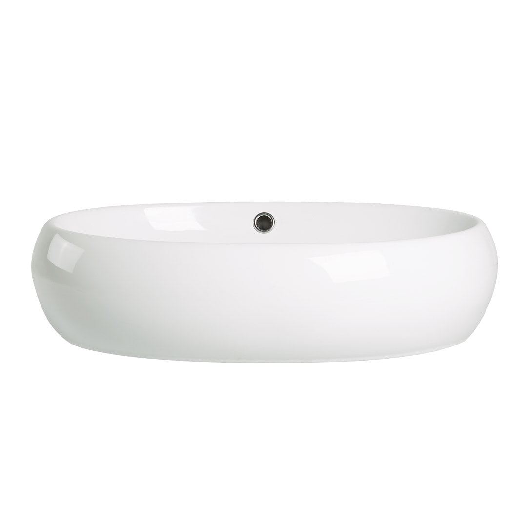 Lavoar de baie Granada, pe blat, oval, din ceramica sanitara, 60 cm, alb lucios, Elysium