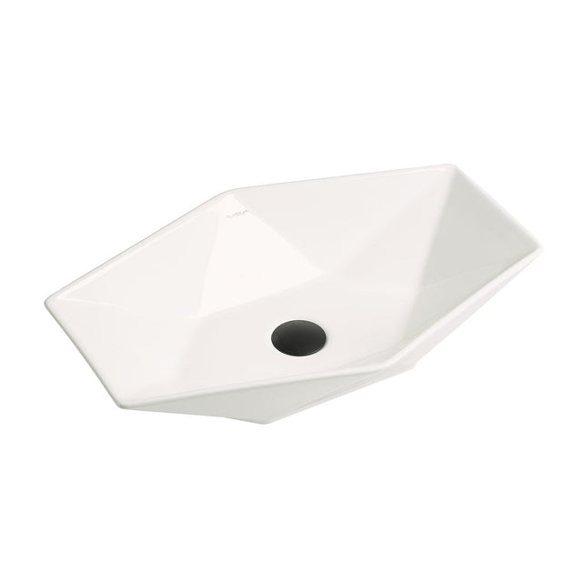 Lavoar de baie Imuran, pe blat, hexagonal, din ceramica sanitara, 56.5 cm, alb lucios, Elysium