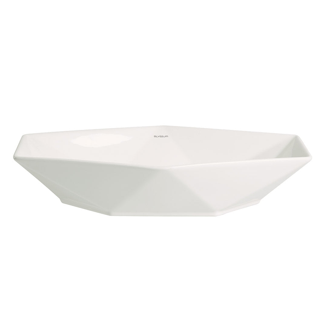 Lavoar de baie Imuran, pe blat, hexagonal, din ceramica sanitara, 56.5 cm, alb lucios, Elysium