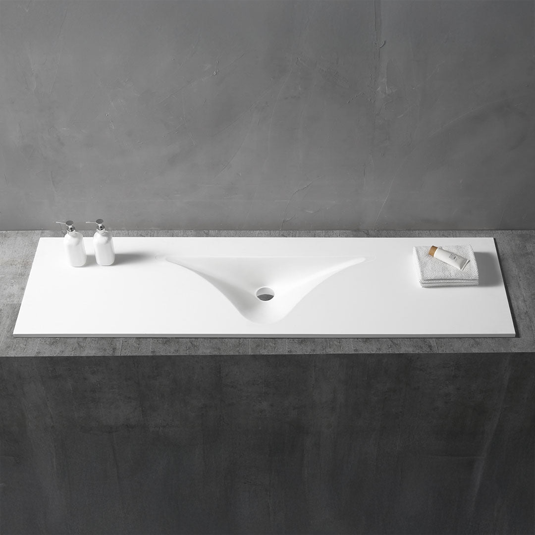 Lavoar de baie, incastrat, 1600x500x150 mm, dreptunghiular, din compozit, alb mat, MonBlari