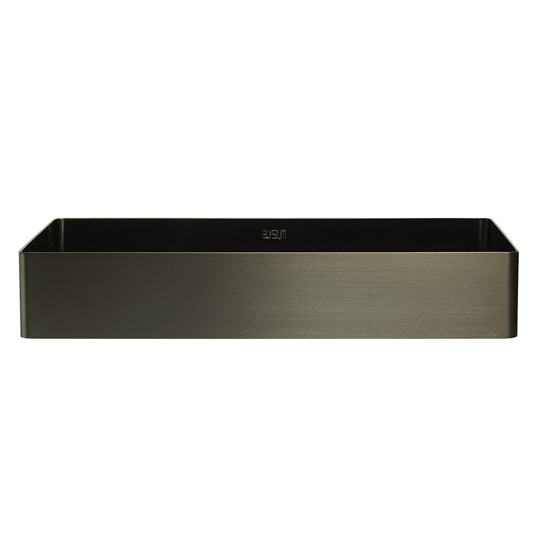 Lavoar de baie Kaia 57, pe blat, dreptunghiular, din otel inoxidabil, 57 cm, negru, Elysium