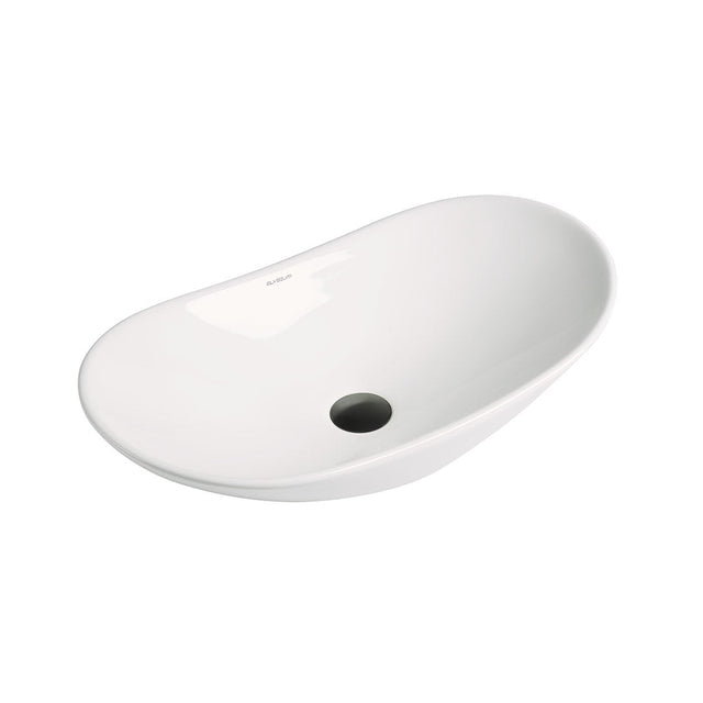 Lavoar de baie Lleida, pe blat, oval, din ceramica sanitara, 61.5 cm, alb lucios, Elysium