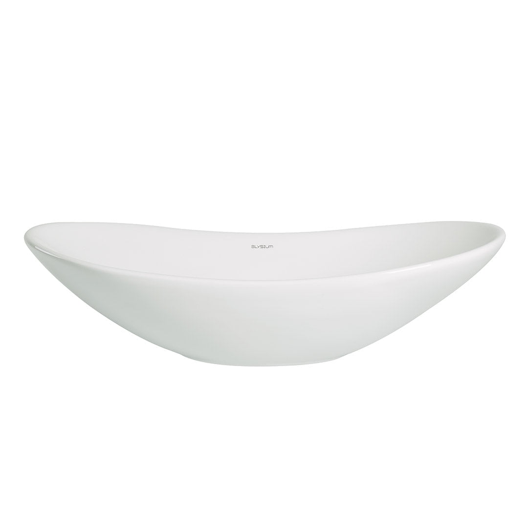 Lavoar de baie Lleida, pe blat, oval, din ceramica sanitara, 61.5 cm, alb lucios, Elysium