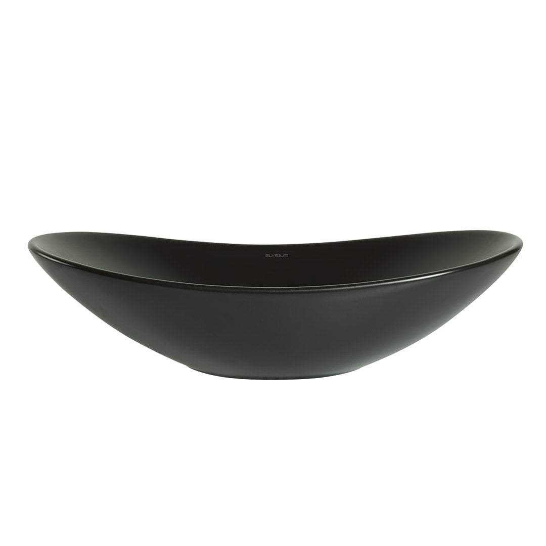 Lavoar de baie Lleida, pe blat, oval, din ceramica sanitara, 61.5 cm, negru mat, Elysium