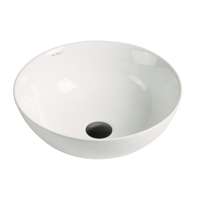 Lavoar de baie Loire, pe blat, rotund, din ceramica sanitara, 41.5 cm, alb lucios, Elysium