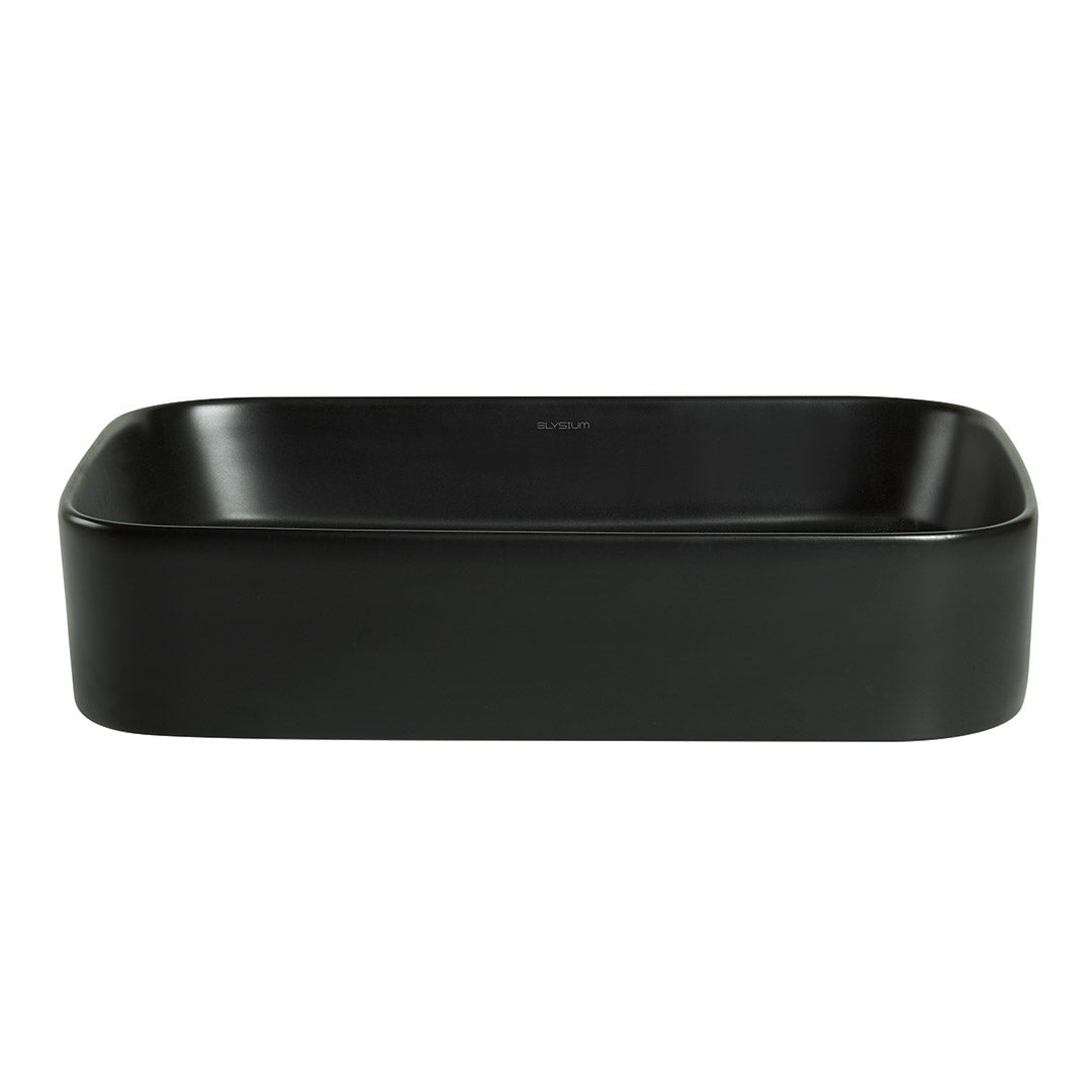 Lavoar de baie Mondego, pe blat, dreptunghiular, din ceramica sanitara, 50.5 cm, negru mat, Elysium