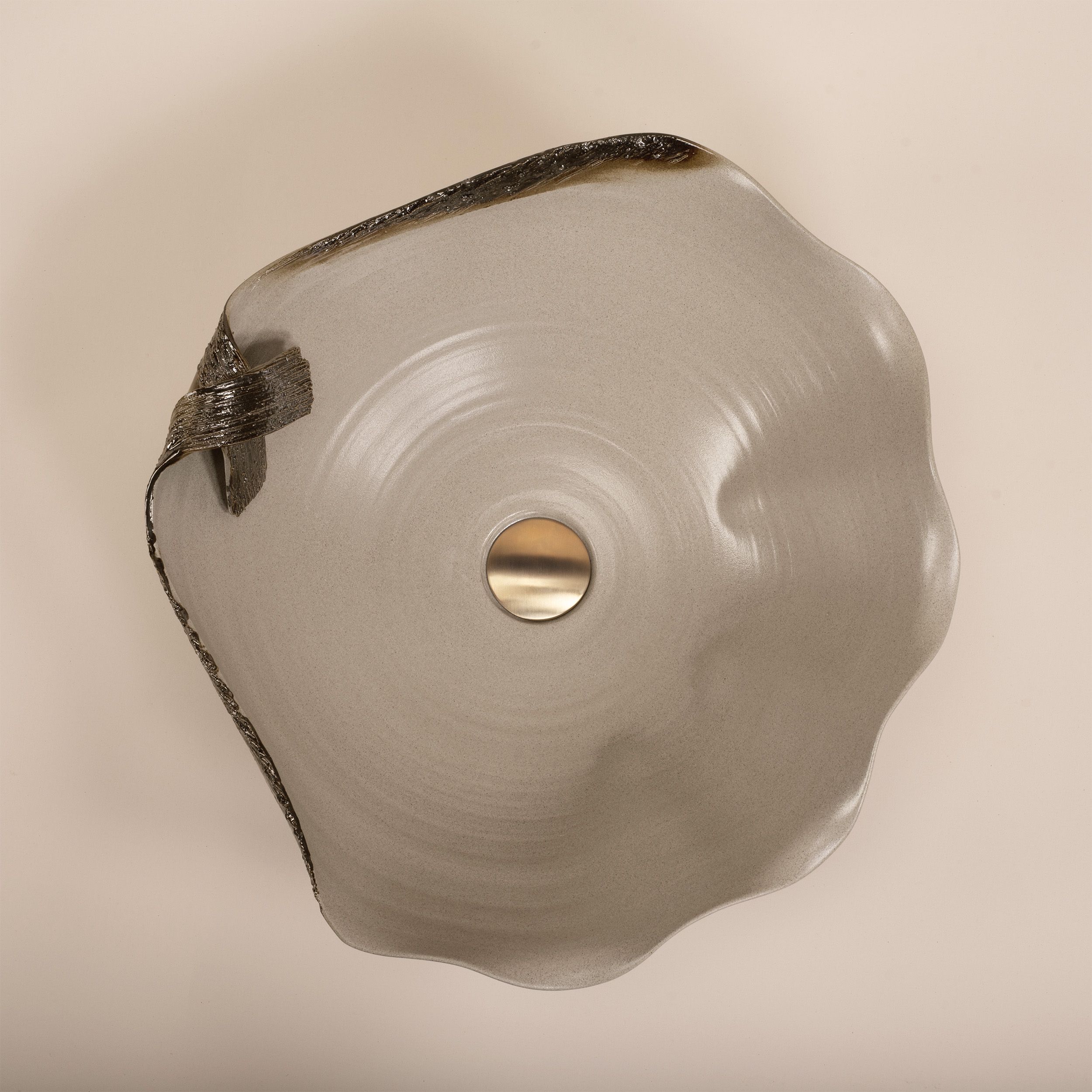 Lavoar de baie, pe blat, oval, 49 cm, bej inchis, Rea