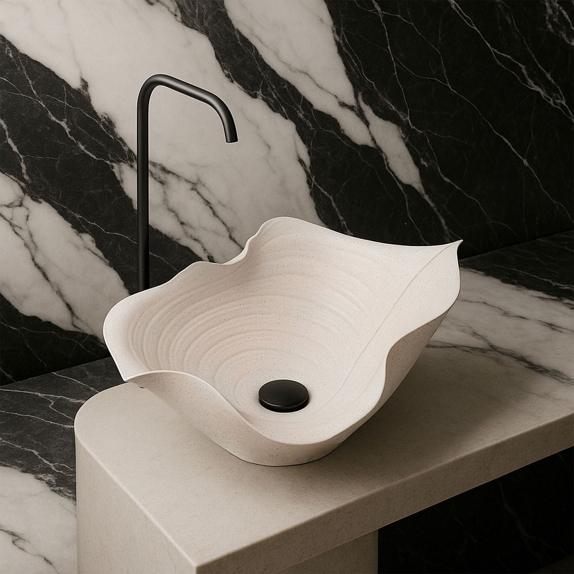 Lavoar de baie, pe blat, oval, 54 cm, bej, Rea