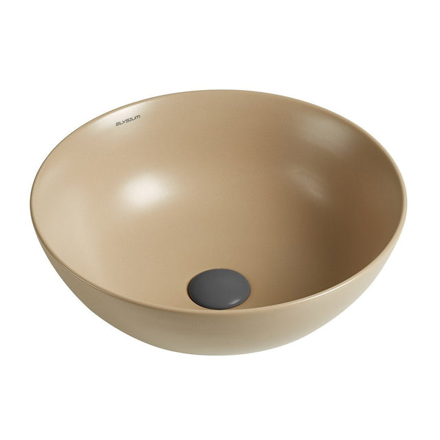 Lavoar de baie Sava, pe blat, rotund, din ceramica sanitara, 41.5 cm, cappuccino, Elysium