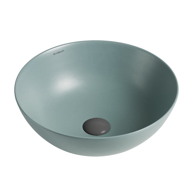 Lavoar de baie Sava, pe blat, rotund, din ceramica sanitara, 41.5 cm, verde, Elysium