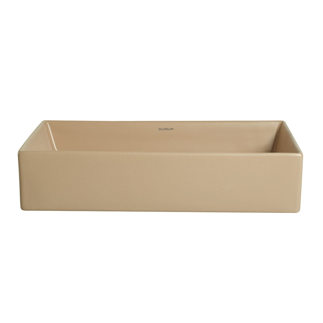 Lavoar de baie Solana, pe blat, dreptunghiular, din ceramica sanitara, 51 cm, cappuccino mat, Elysium