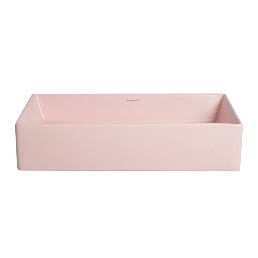Lavoar de baie Solana, pe blat, dreptunghiular, din ceramica sanitara, 51 cm, roz mat, Elysium