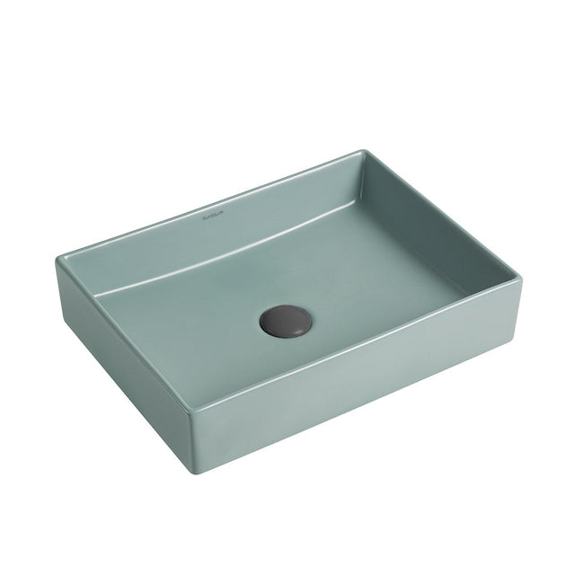 Lavoar de baie Solana, pe blat, dreptunghiular, din ceramica sanitara, 51 cm, verde mat, Elysium