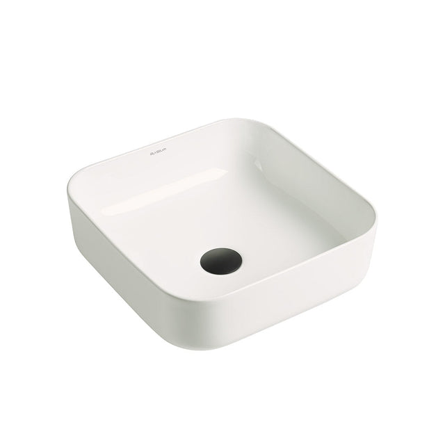 Lavoar de baie Yashin, pe blat, din ceramica sanitara, 38.5 cm, alb lucios, Elysium