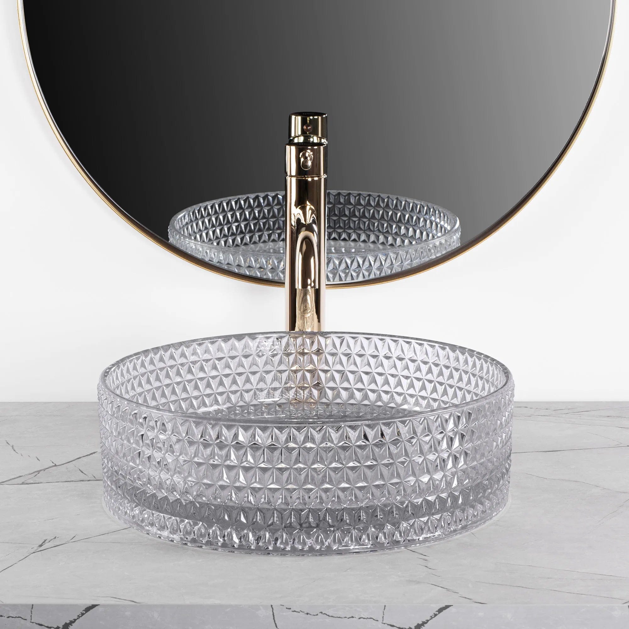 Lavoar din sticla pe blat Rea Cristal, 35.5 cm, gri