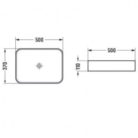 Lavoar Foglia dreptunghiular pe blat cu efect marmura, ventil inclus, 50x37cm