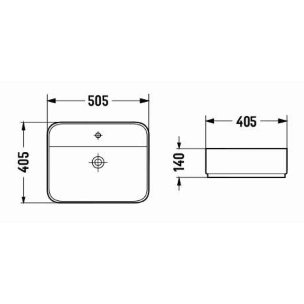 Lavoar Foglia dreptunghiular pe blat negru mat,cu ventil, 50x40 cm