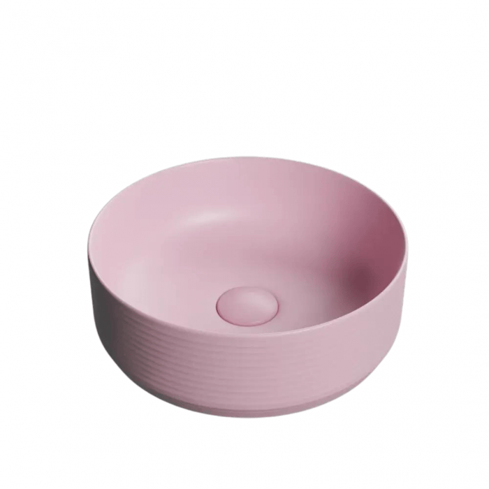 Lavoar Foglia rotund pe blat roz mat, ventil inclus, 35.8x35.8 cm