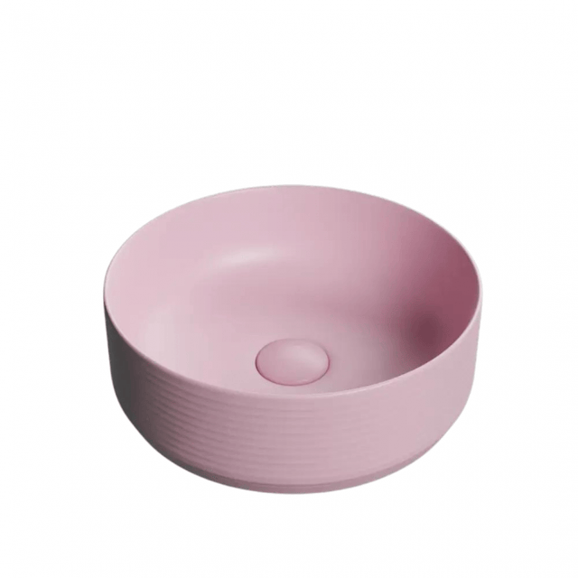 Lavoar Foglia rotund pe blat roz mat, ventil inclus, 35.8x35.8 cm