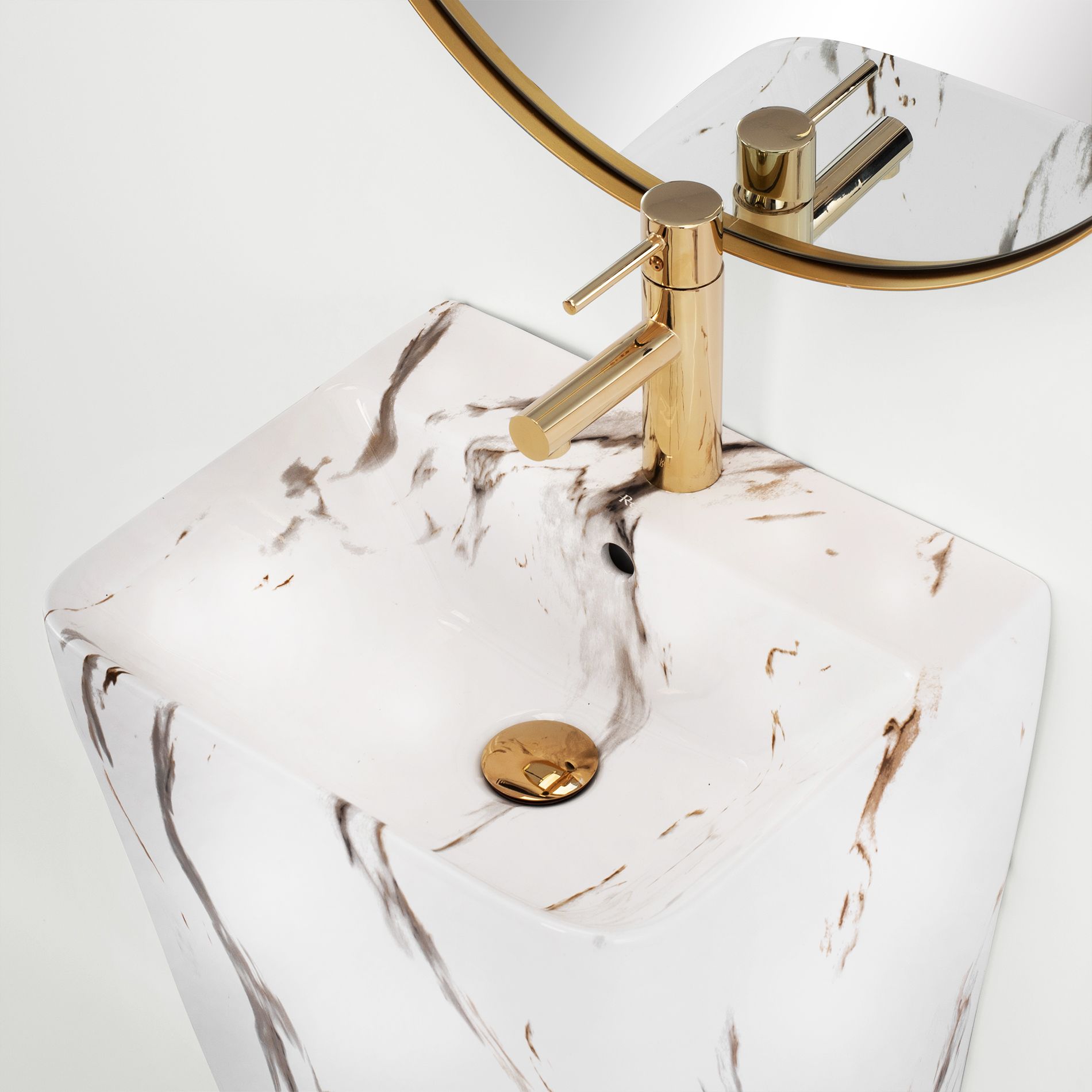 Lavoar freestanding dreptunghiular 44 cm ceramic imitatie piatra- Rea Aris