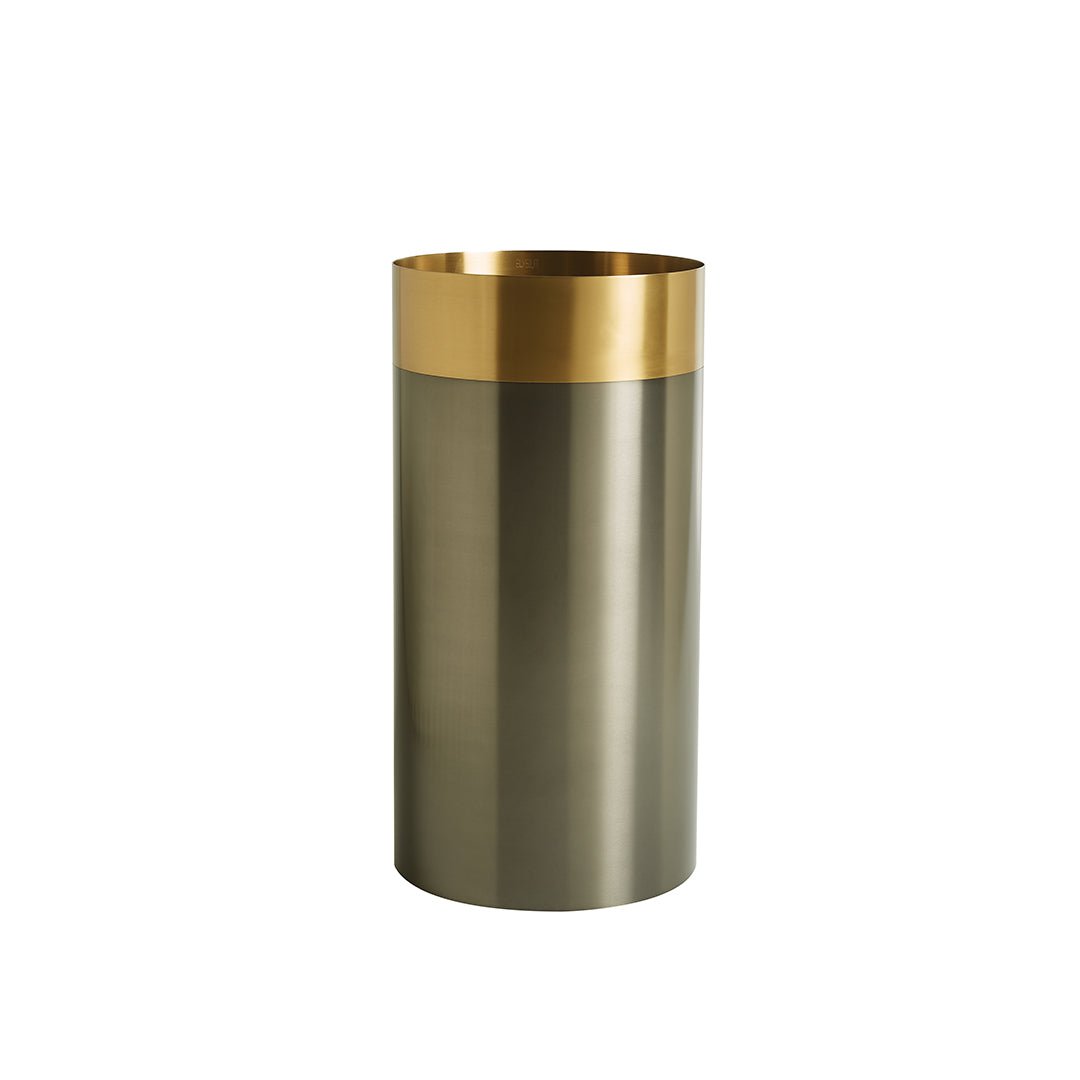 Lavoar freestanding Eima, 40 cm, rotund, otel inoxidabil, negru cu auriu, Elysium