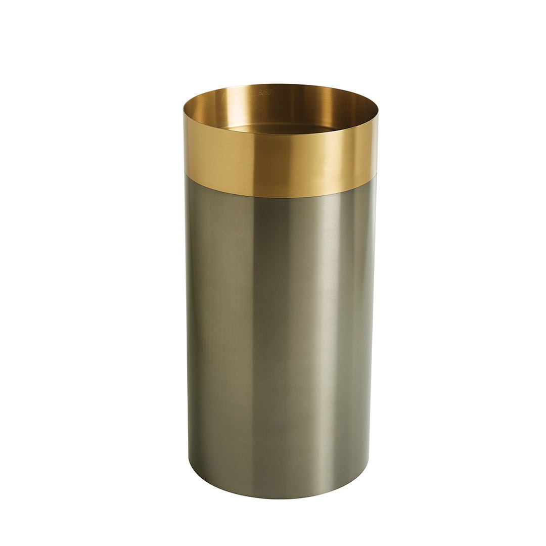 Lavoar freestanding Eima, 40 cm, rotund, otel inoxidabil, negru cu auriu, Elysium