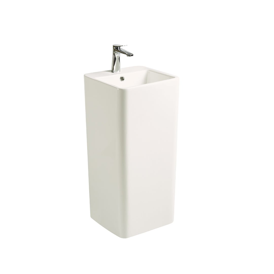 Lavoar freestanding Nara, 40 cm, patrat, ceramica sanitara, alb lucios, Elysium