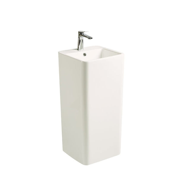 Lavoar freestanding Nara, 40 cm, patrat, ceramica sanitara, alb lucios, Elysium