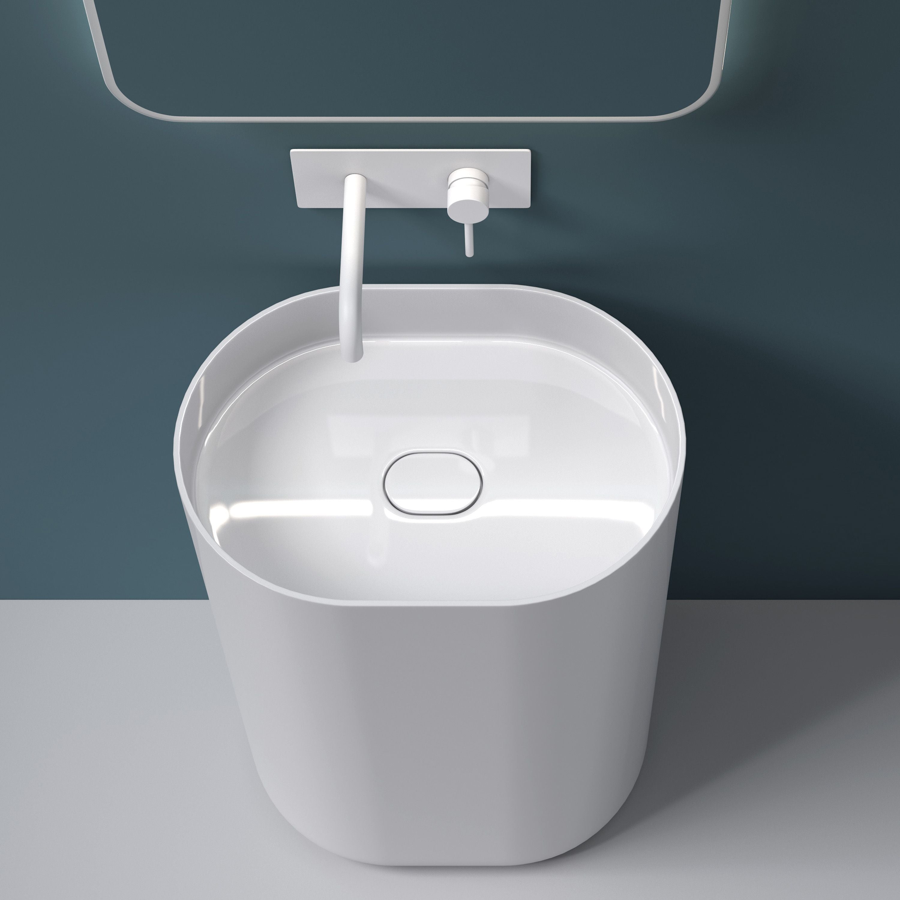 Lavoar freestanding oval 52 cm ceramic alb lucios – Rea Dolce