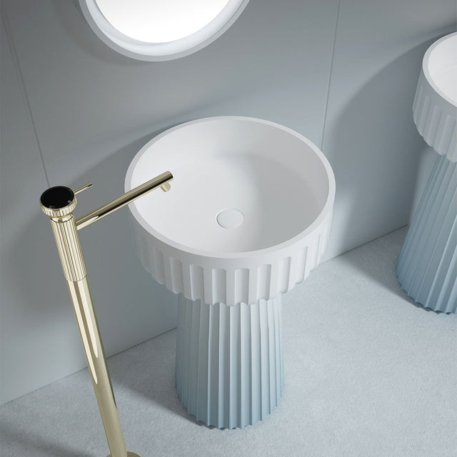 Lavoar freestanding, rotund, din compozit, alb, 50 cm, finisaj mat, MonBlari