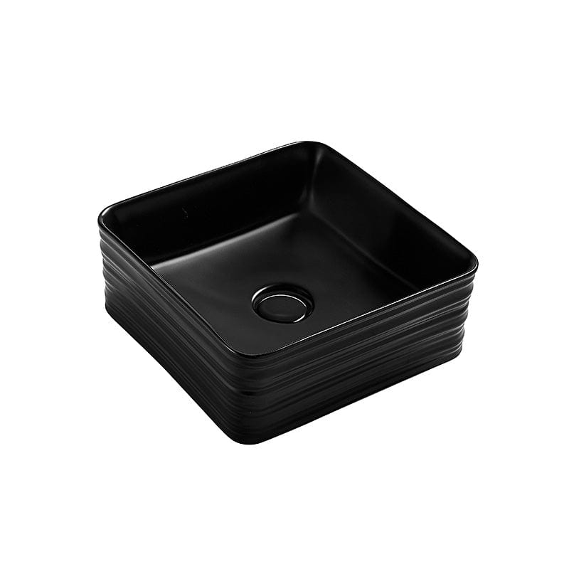 Lavoar patrat cu montaj pe blat, Fluminia, My Black Box, cu ventil inclus, latime de 39 cm, negru mat