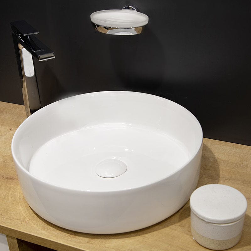 Lavoar pe blat Alice Fluminia, rotund, 40 cm, alb