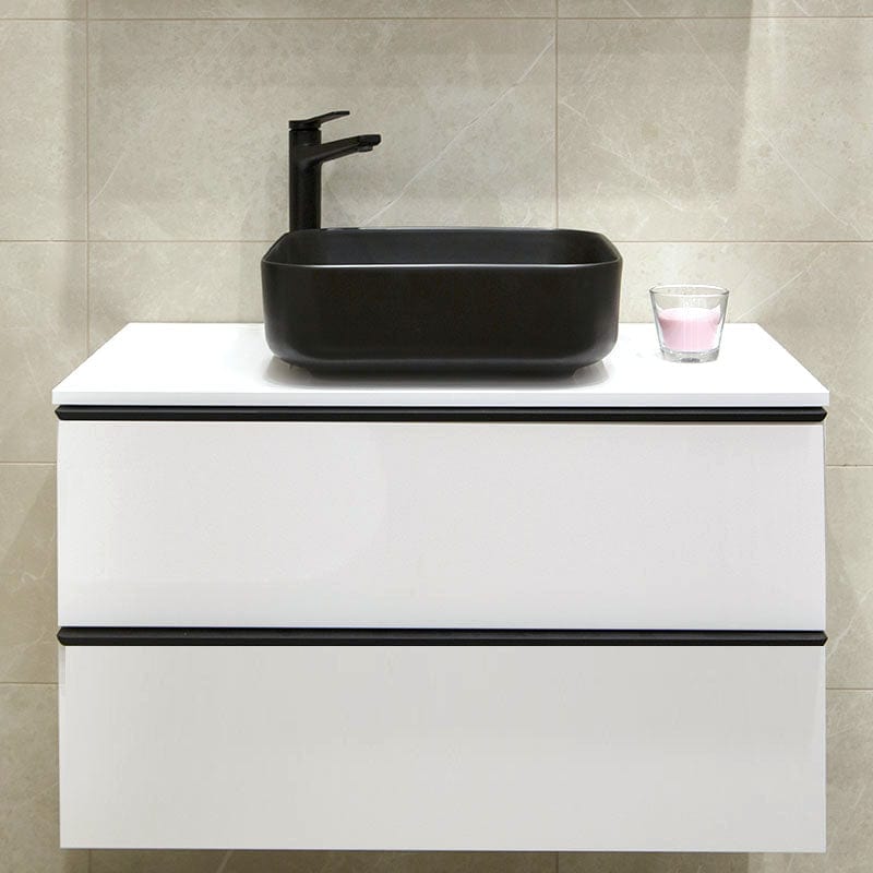 Lavoar pe blat Andra Fluminia, 38.5x38.5 cm, negru mat