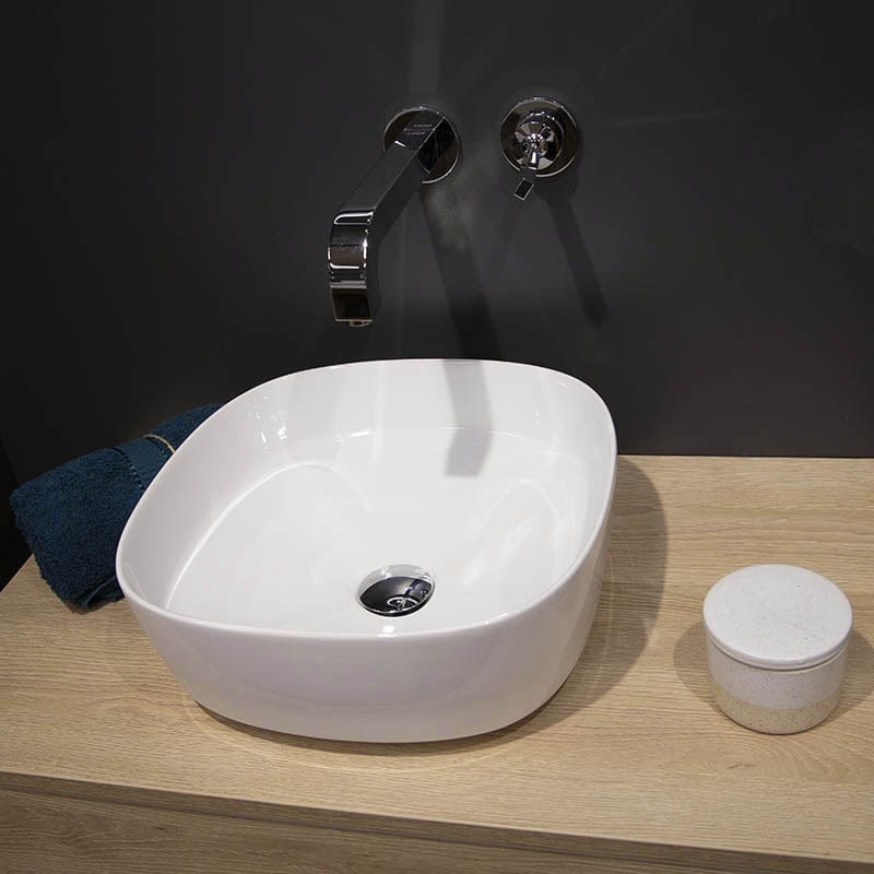 Lavoar pe blat Art Basin Andra Fluminia, 38.5 cm, patrat, alb