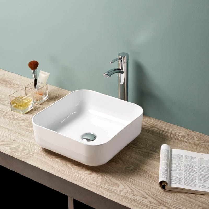 Lavoar pe blat Art Basin Andra Fluminia, 38.5 cm, patrat, alb