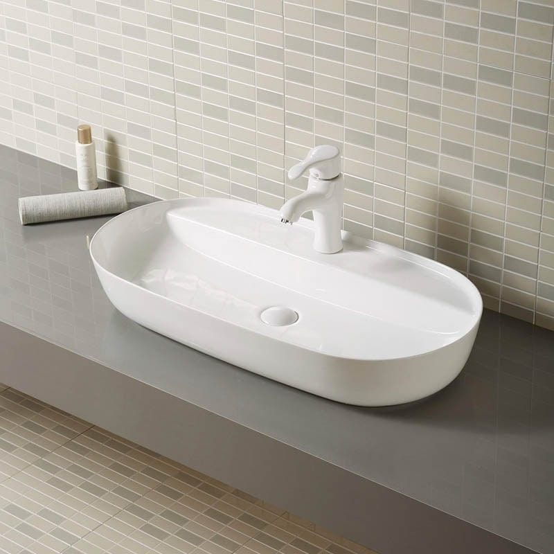 Lavoar pe blat Cassandra 81 Fluminia, 81.5x41.5 cm, oval, alb