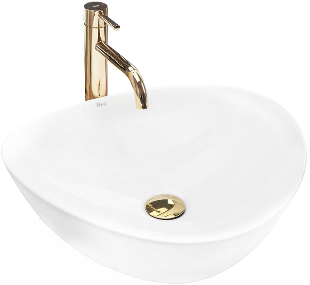 Lavoar pe blat ceramic Rea Andrea  , latime de 43 cm,  alb