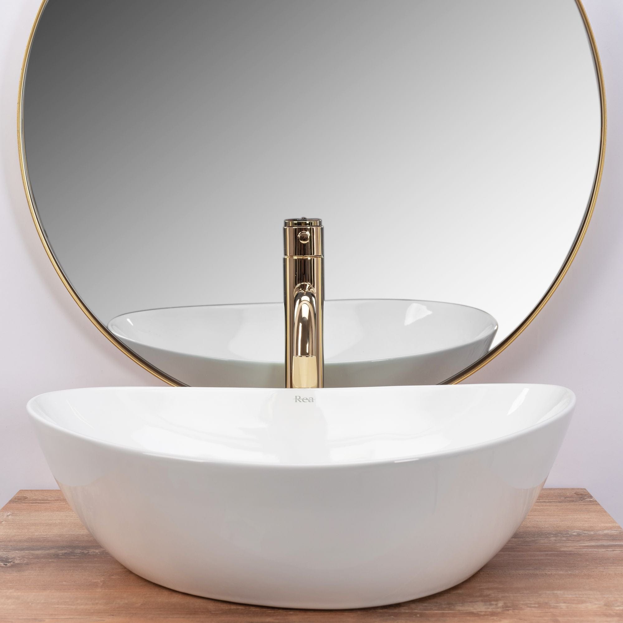 Lavoar pe blat ceramic Rea Andrea  , latime de 43 cm,  alb