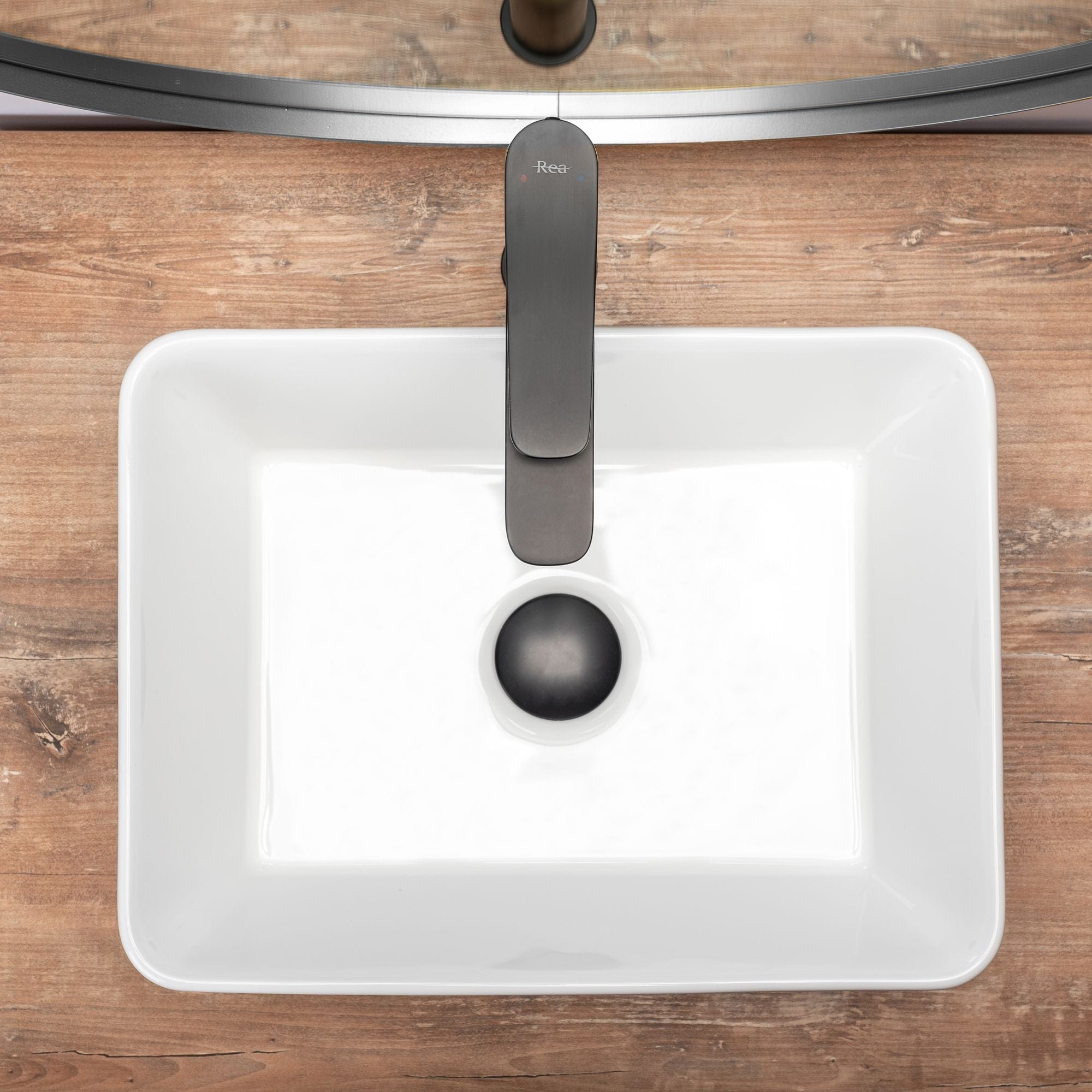 Lavoar pe blat ceramic Rea Anita Mini  , latime de 31  cm,  alb