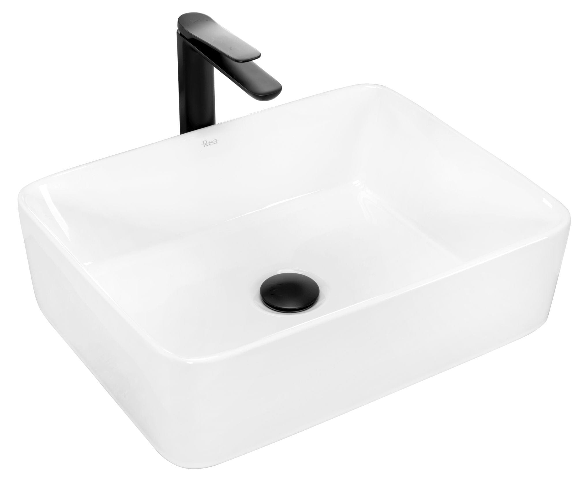 Lavoar pe blat ceramic Rea Anita N 48  , latime de 37.5  cm,  alb