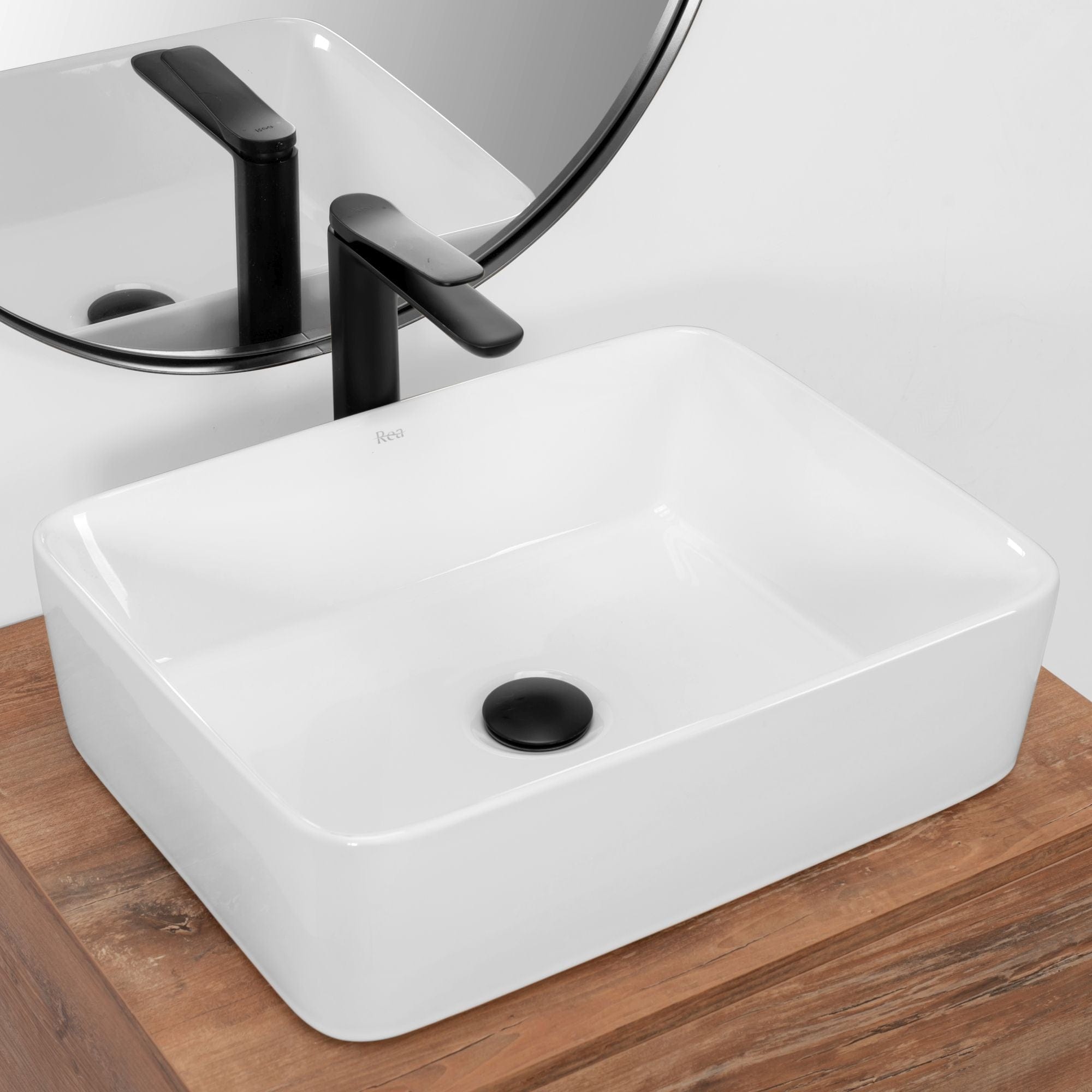 Lavoar pe blat ceramic Rea Anita N 48  , latime de 37.5  cm,  alb