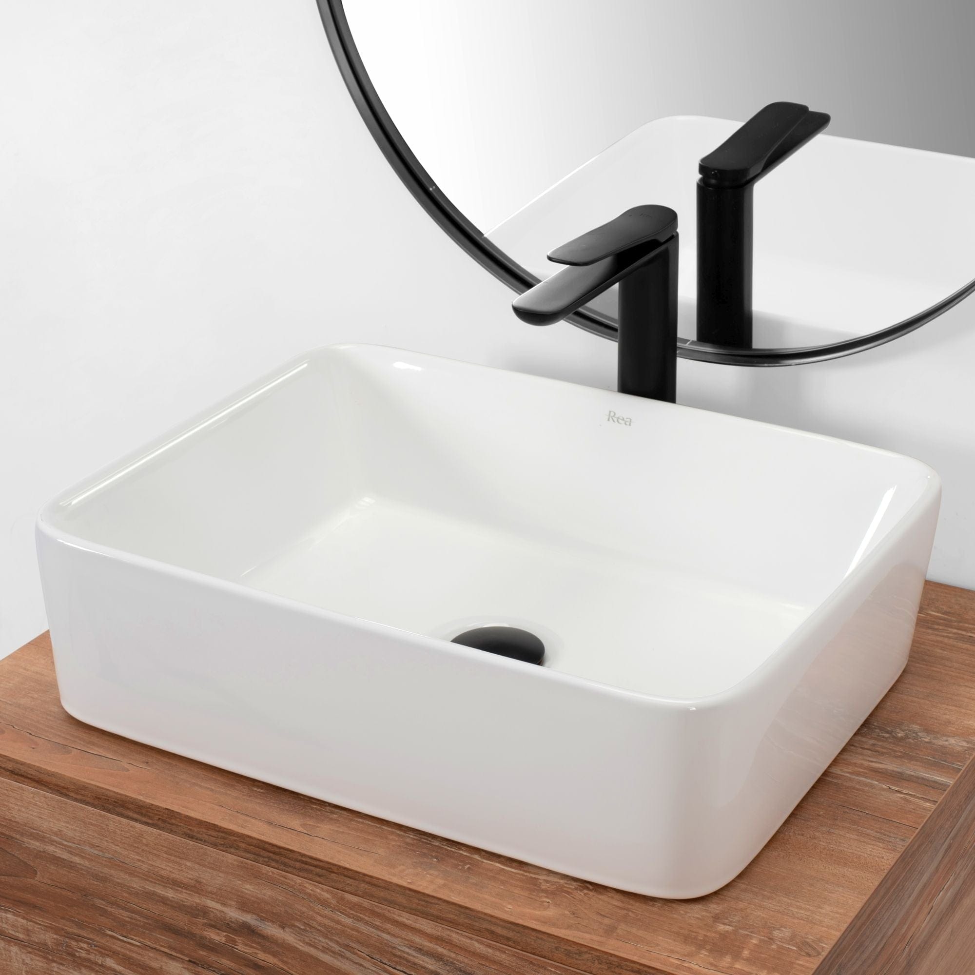 Lavoar pe blat ceramic Rea Anita N 48  , latime de 37.5  cm,  alb