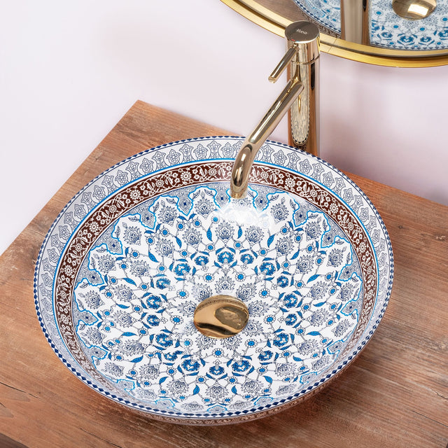 Lavoar pe blat ceramic Rea Arte, latime de 40 cm, albastru