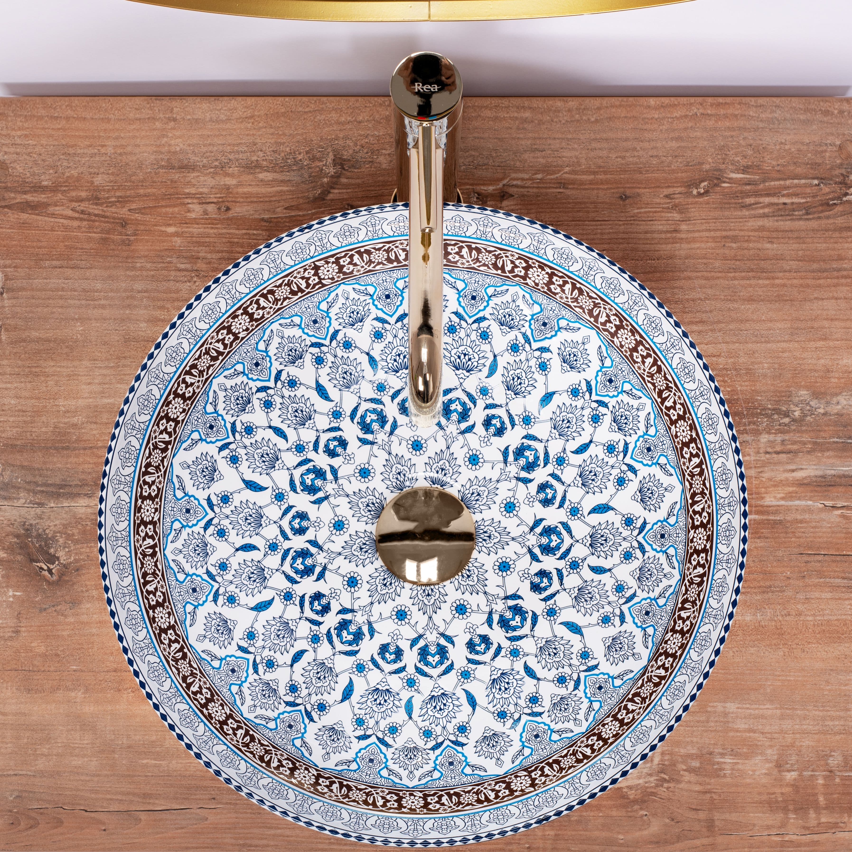 Lavoar pe blat ceramic Rea Arte, latime de 40 cm, albastru