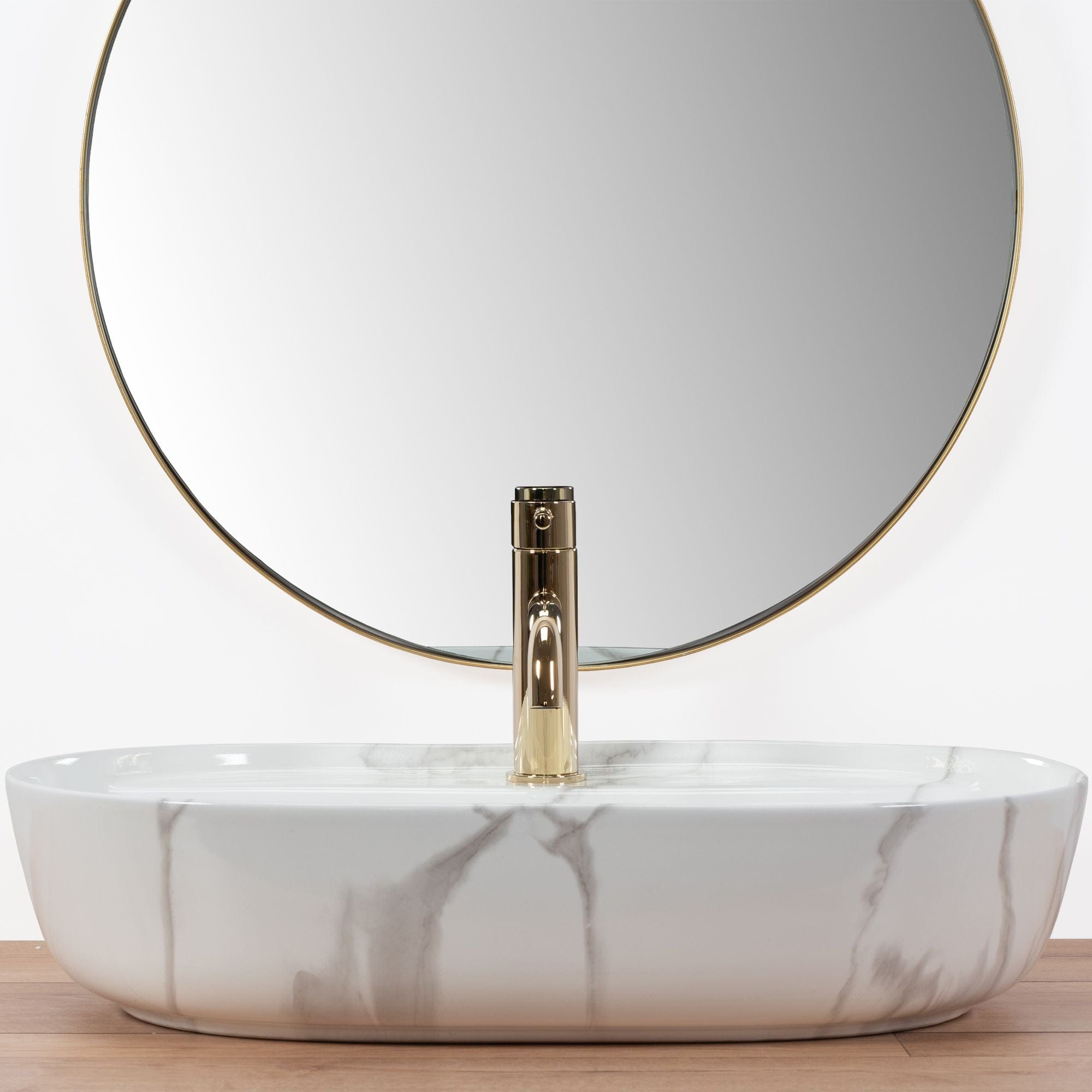 Lavoar pe blat ceramic Rea Aura 61 , latime de 41 cm, imitatie marmura