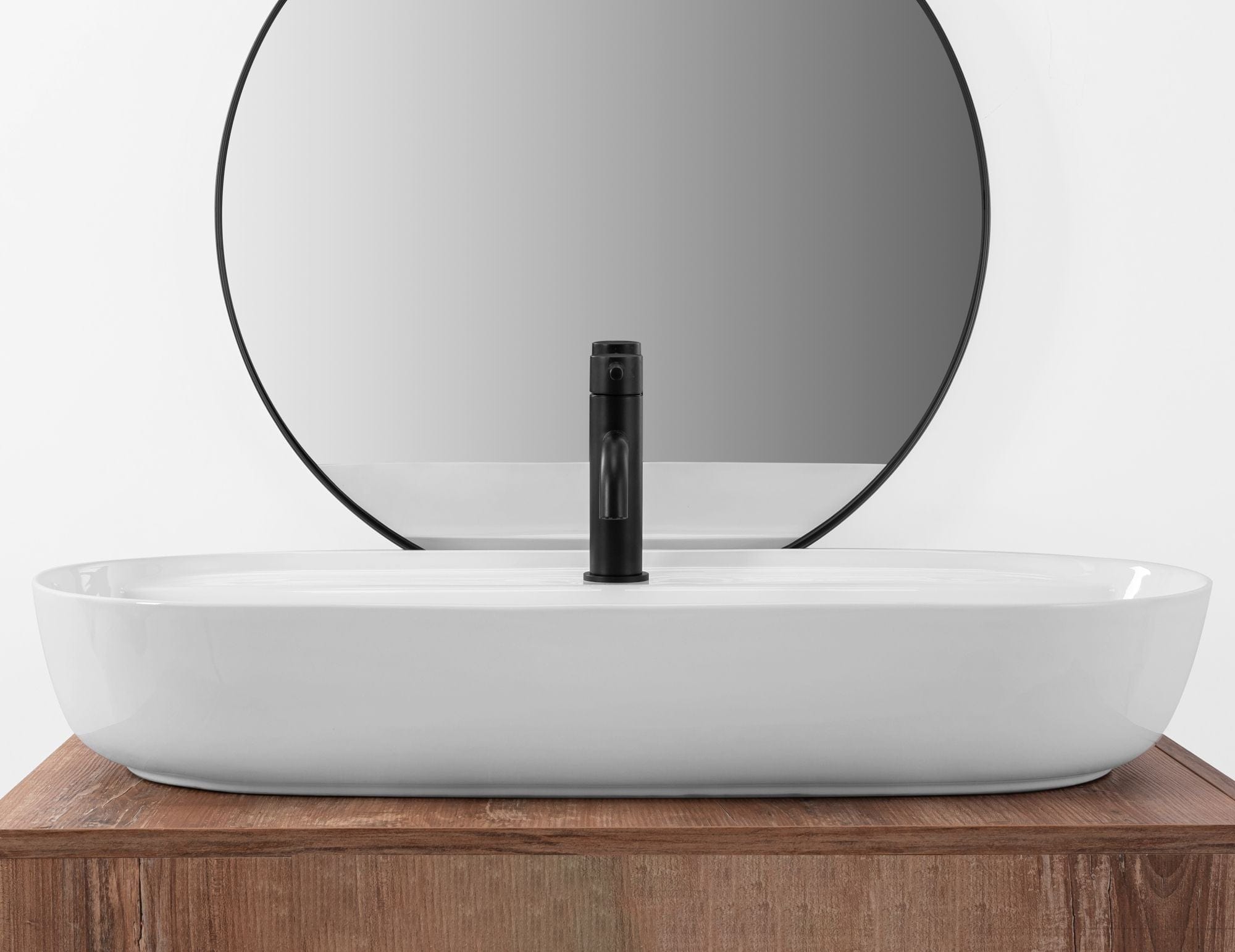 Lavoar pe blat ceramic Rea Aura 81 , latime de 41 cm, alb