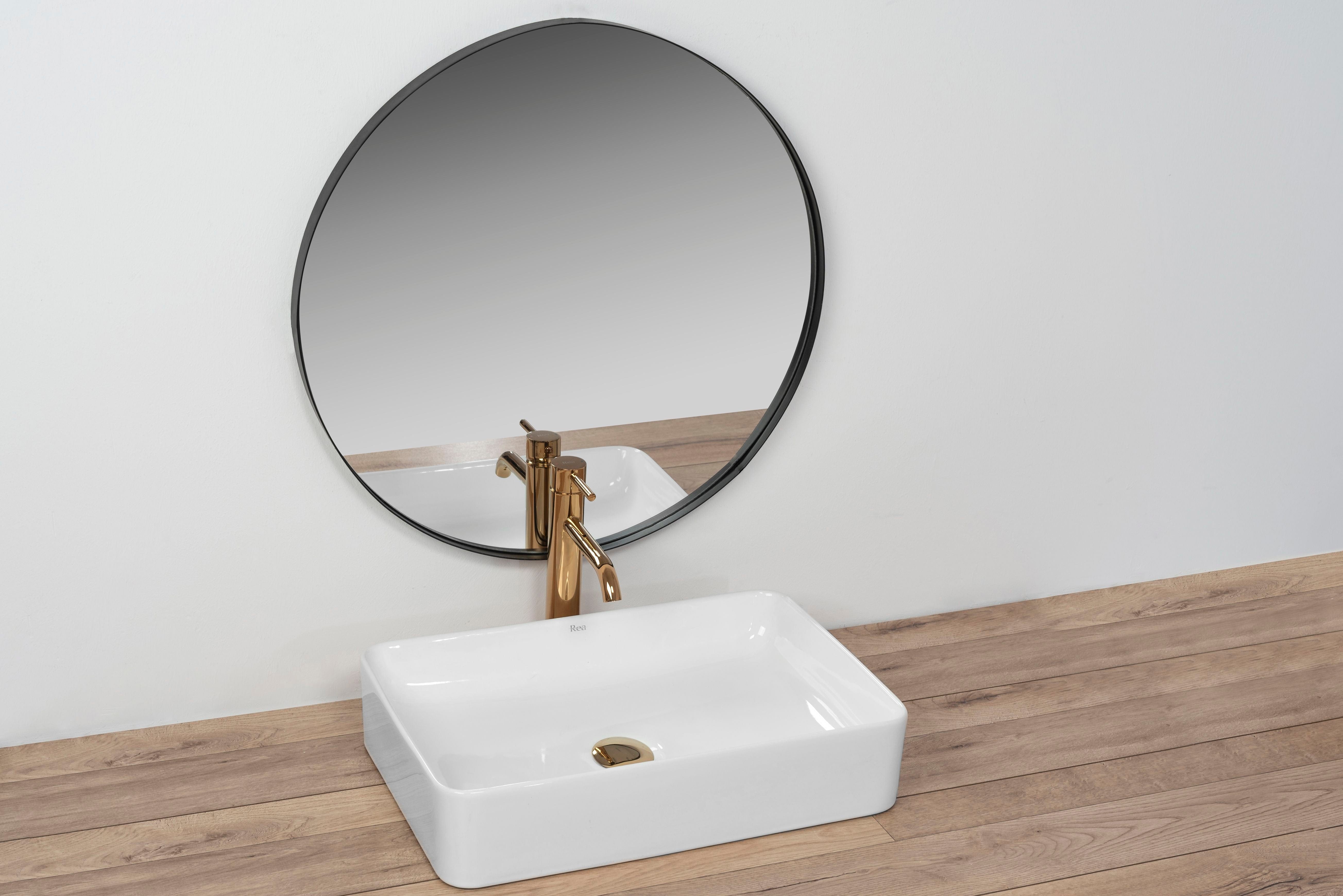 Lavoar pe blat ceramic Rea Avia  , latime de 34.5 cm,  alb