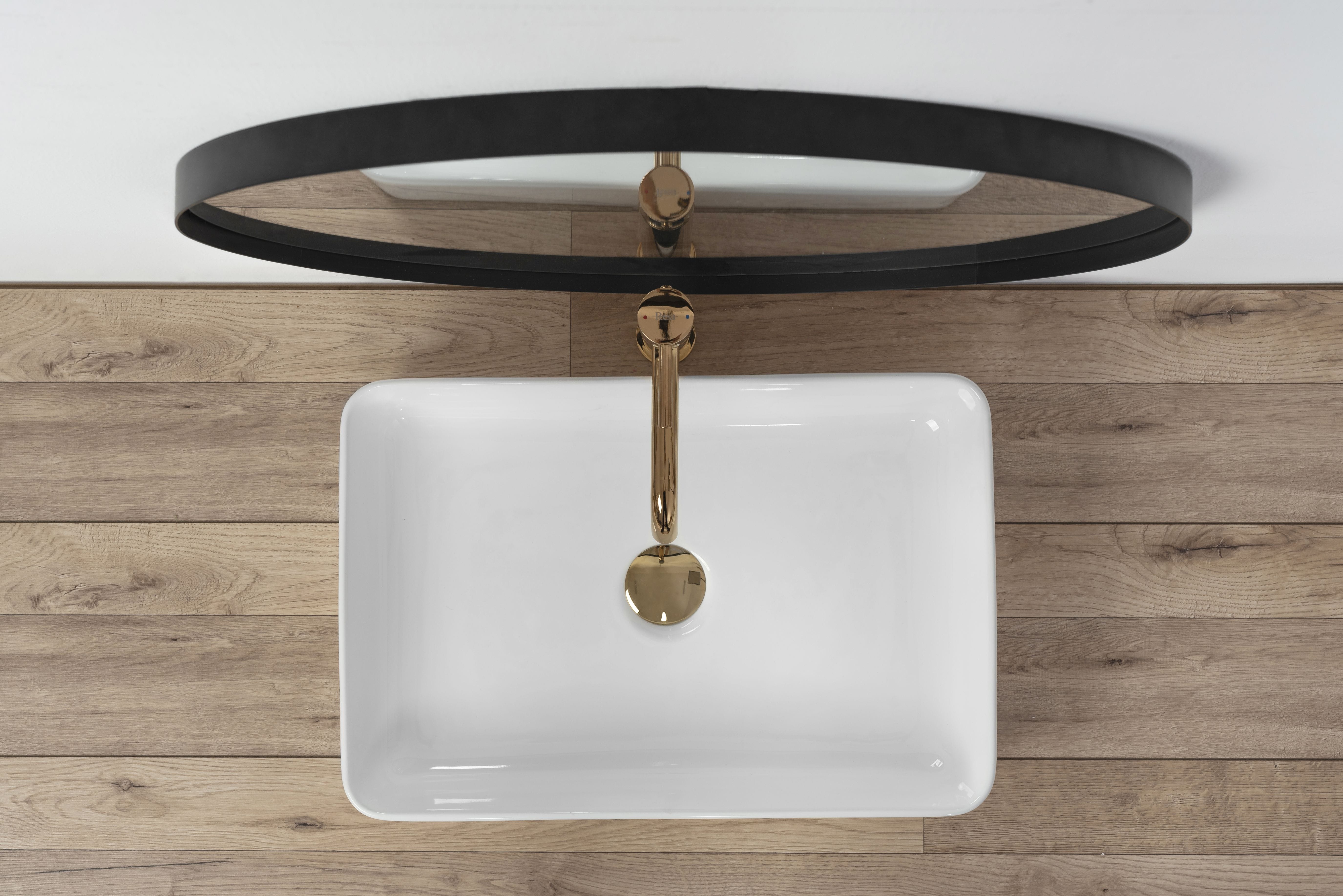 Lavoar pe blat ceramic Rea Avia  , latime de 34.5 cm,  alb
