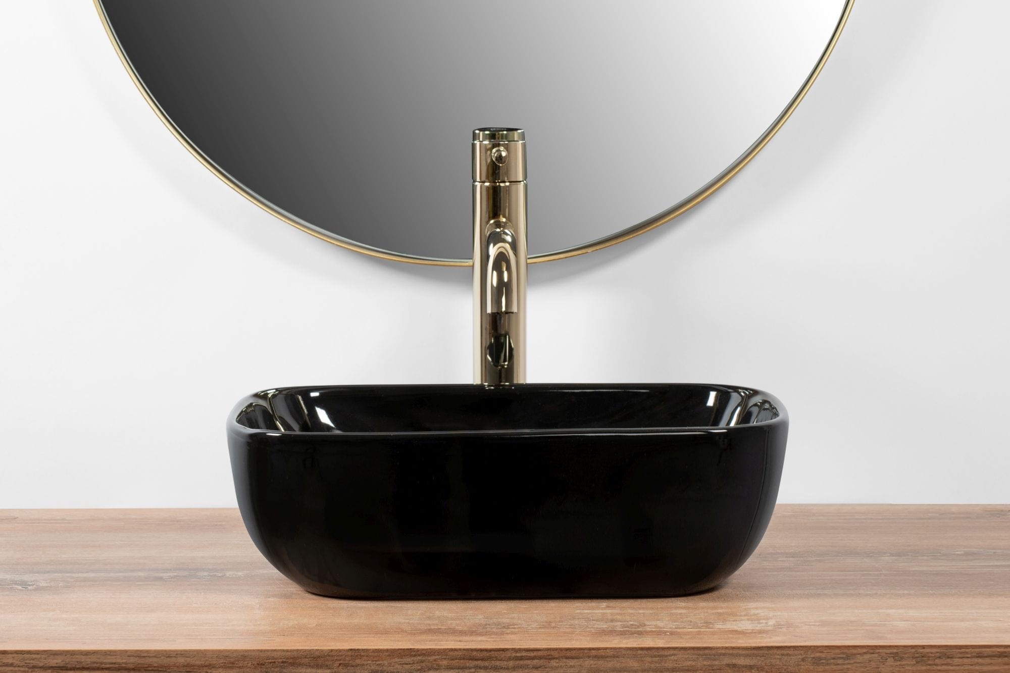 Lavoar pe blat ceramic Rea Belinda Mini , latime de 25.5 cm, negru lucios