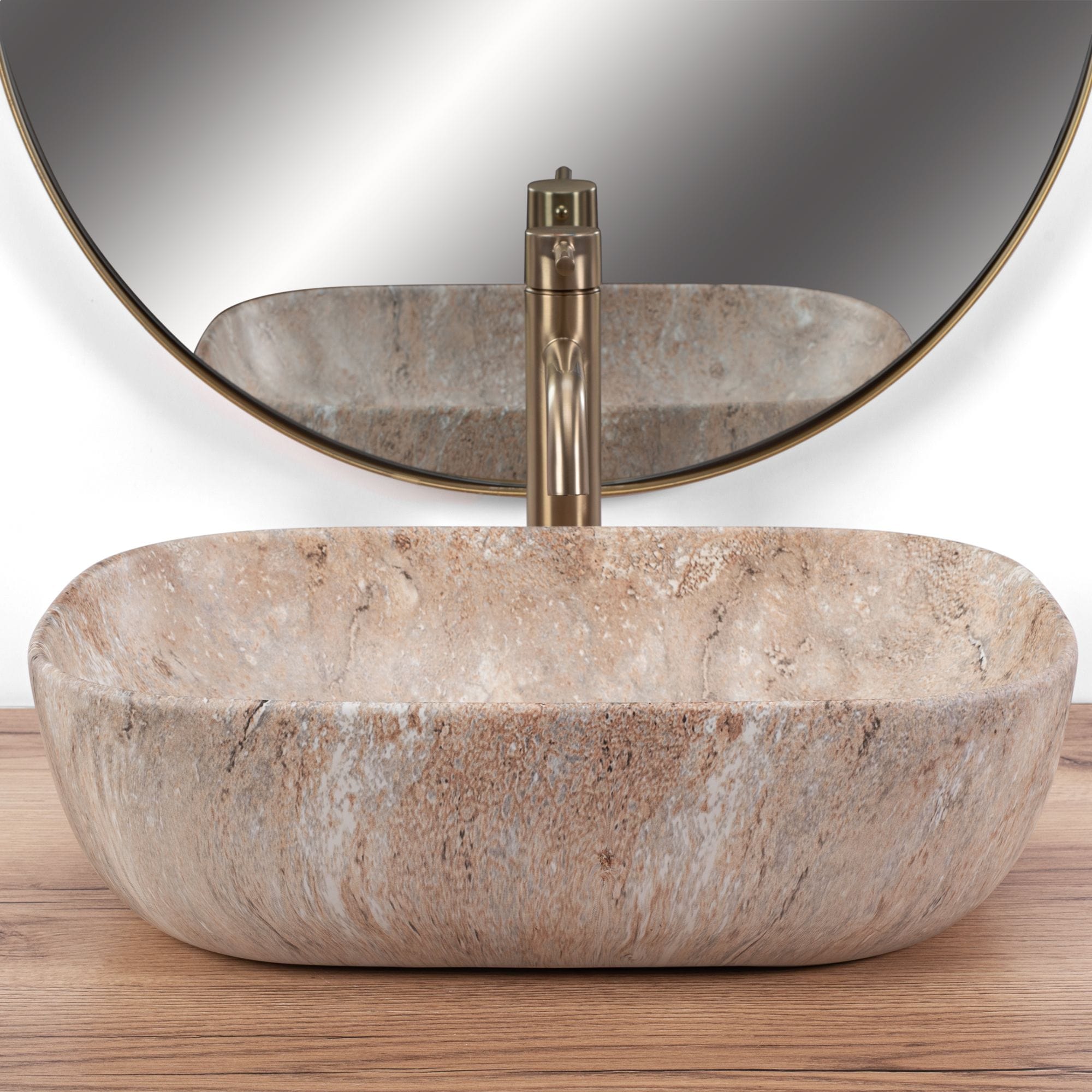 Lavoar pe blat ceramic Rea Belinda Savana , latime de 34 cm, imitatie piatra